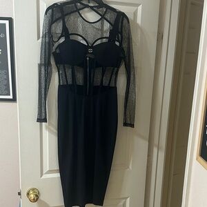 Elegant Black Mesh Dress